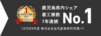 鹿児島県内シェア 着工棟数7年連続 No.1